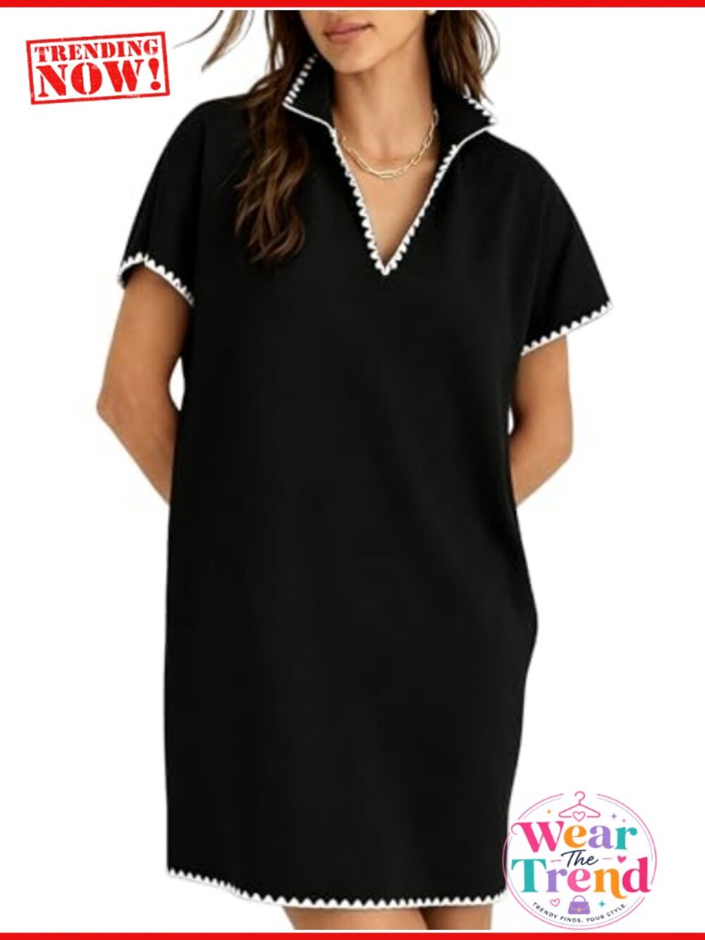 Polo Mini Dress V-Neck Short Sleeve A-Line Cotton Blend Casual Tennis